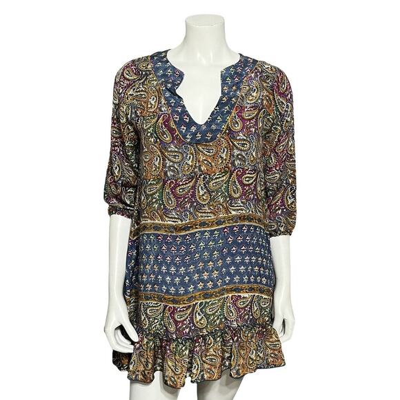 Tolani Dresses & Skirts - 🌟Tolani 100% Silk Multicolored Ginger Paisley Tunic Mini Dress Sz-XS